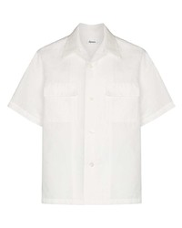 Chemise à manches courtes à chevrons blanche