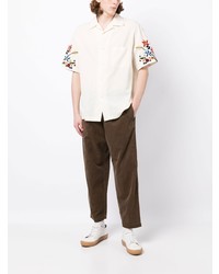 Chemise à manches courtes à fleurs beige YMC