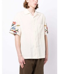Chemise à manches courtes à fleurs beige YMC