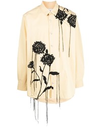 Chemise à manches courtes à fleurs beige Nanushka