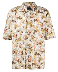Chemise à manches courtes à fleurs beige Orian