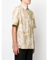 Chemise à manches courtes à fleurs beige Tommy Hilfiger