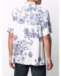 Chemise à manches courtes à fleurs blanc et bleu marine Ksubi