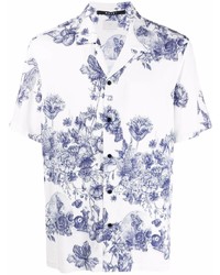 Chemise à manches courtes à fleurs blanc et bleu marine Ksubi