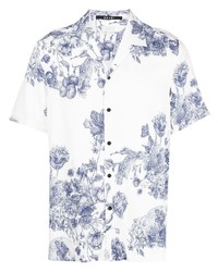 Chemise à manches courtes à fleurs blanc et bleu marine Ksubi