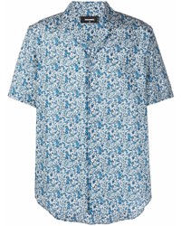 Chemise à manches courtes à fleurs blanc et bleu DSQUARED2