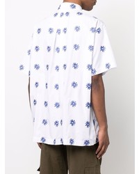 Chemise à manches courtes à fleurs blanc et bleu Jacquemus