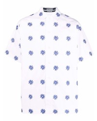 Chemise à manches courtes à fleurs blanc et bleu Jacquemus