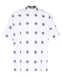 Chemise à manches courtes à fleurs blanc et bleu Jacquemus