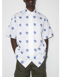 Chemise à manches courtes à fleurs blanc et bleu Jacquemus