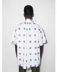 Chemise à manches courtes à fleurs blanc et bleu Jacquemus