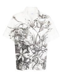 Chemise à manches courtes à fleurs blanche et noire Erdem