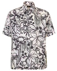 Chemise à manches courtes à fleurs blanche et noire Fendi