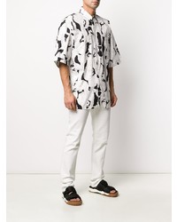 Chemise à manches courtes à fleurs blanche et noire Givenchy