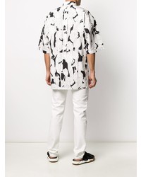 Chemise à manches courtes à fleurs blanche et noire Givenchy