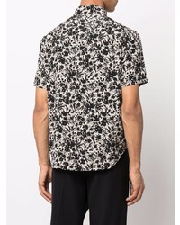 Chemise à manches courtes à fleurs blanche et noire Saint Laurent