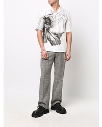 Chemise à manches courtes à fleurs blanche et noire Alexander McQueen