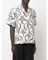 Chemise à manches courtes à fleurs blanche et noire Jacquemus