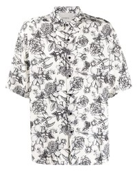Chemise à manches courtes à fleurs blanche et noire Laneus