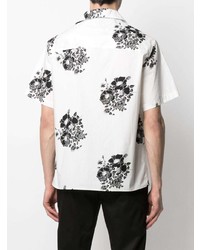 Chemise à manches courtes à fleurs blanche et noire N°21