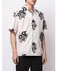 Chemise à manches courtes à fleurs blanche et noire N°21