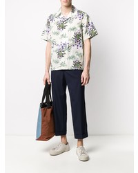 Chemise à manches courtes à fleurs blanche Kenzo