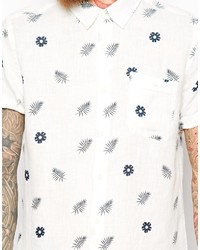 Chemise à manches courtes à fleurs blanche Asos