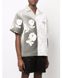 Chemise à manches courtes à fleurs blanche Prada