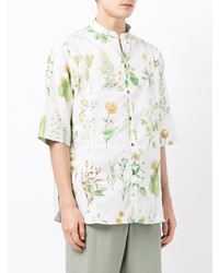 Chemise à manches courtes à fleurs blanche Salvatore Ferragamo