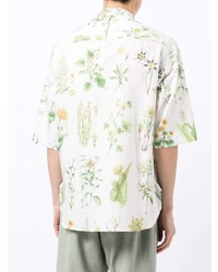 Chemise à manches courtes à fleurs blanche Salvatore Ferragamo