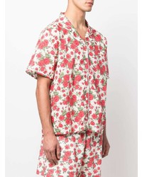Chemise à manches courtes à fleurs blanche Buscemi