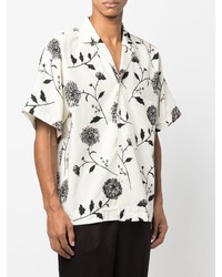 Chemise à manches courtes à fleurs blanche Nanushka