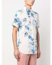 Chemise à manches courtes à fleurs blanche Etro