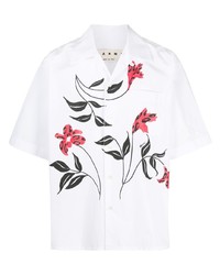 Chemise à manches courtes à fleurs blanche Marni