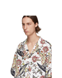 Chemise à manches courtes à fleurs blanche Prada