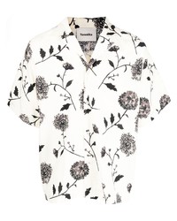 Chemise à manches courtes à fleurs blanche Nanushka