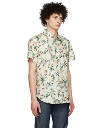 Chemise à manches courtes à fleurs blanche Naked & Famous Denim