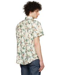 Chemise à manches courtes à fleurs blanche Naked & Famous Denim