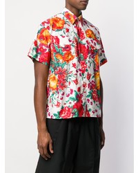 Chemise à manches courtes à fleurs blanche MSGM