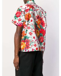 Chemise à manches courtes à fleurs blanche MSGM