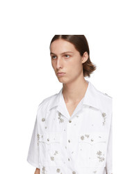 Chemise à manches courtes à fleurs blanche Prada
