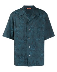 Chemise à manches courtes à fleurs bleu canard Barena