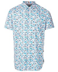 Chemise à manches courtes à fleurs bleu clair BOSS