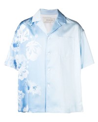 Chemise à manches courtes à fleurs bleu clair Feng Chen Wang