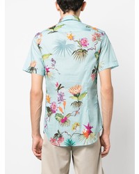 Chemise à manches courtes à fleurs bleu clair Etro