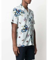 Chemise à manches courtes à fleurs bleu clair Paul Smith