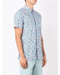 Chemise à manches courtes à fleurs bleu clair BOSS