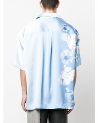 Chemise à manches courtes à fleurs bleu clair Feng Chen Wang