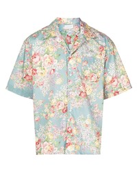 Chemise à manches courtes à fleurs bleu clair John Elliott