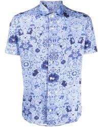 Chemise à manches courtes à fleurs bleu clair Orian